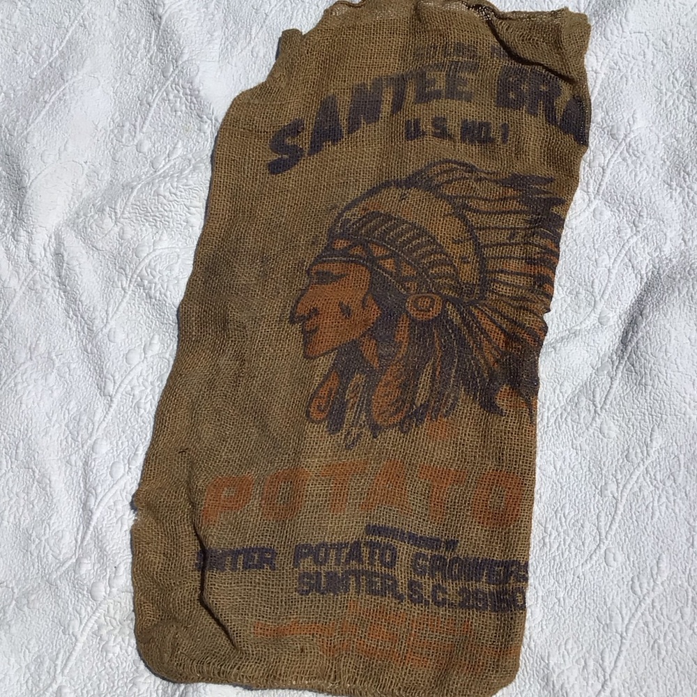 VTG Burlap Potato Sack - Brown & Orange